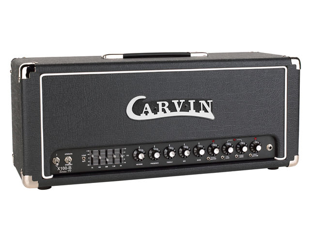 The new X-100B reissue retains the old Carvin logo